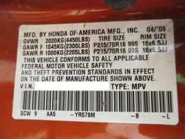 2009 HONDA ELEMENT LX ORANGE 2.4L AT 4WD A16336